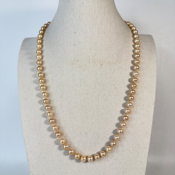 Monet Imitation Pearl Necklace Signed Knotted Classic Old Money Coquette - Picture 1 of 7